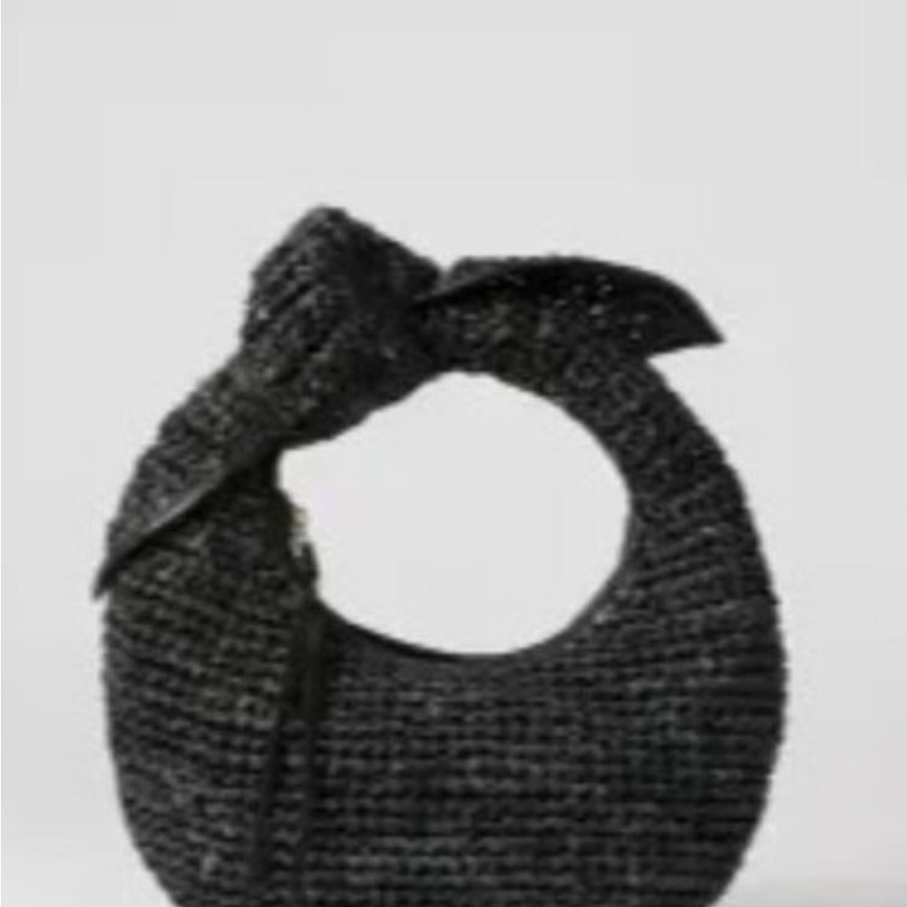 Josie poolside Black Woven Knot Handle Women's Bag